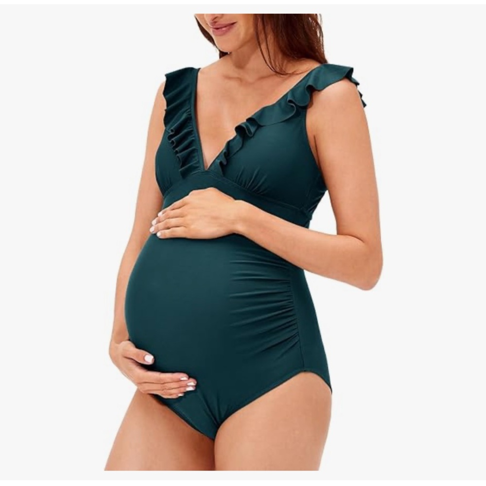 Elegant Maternity Swimsuit with Ruffles